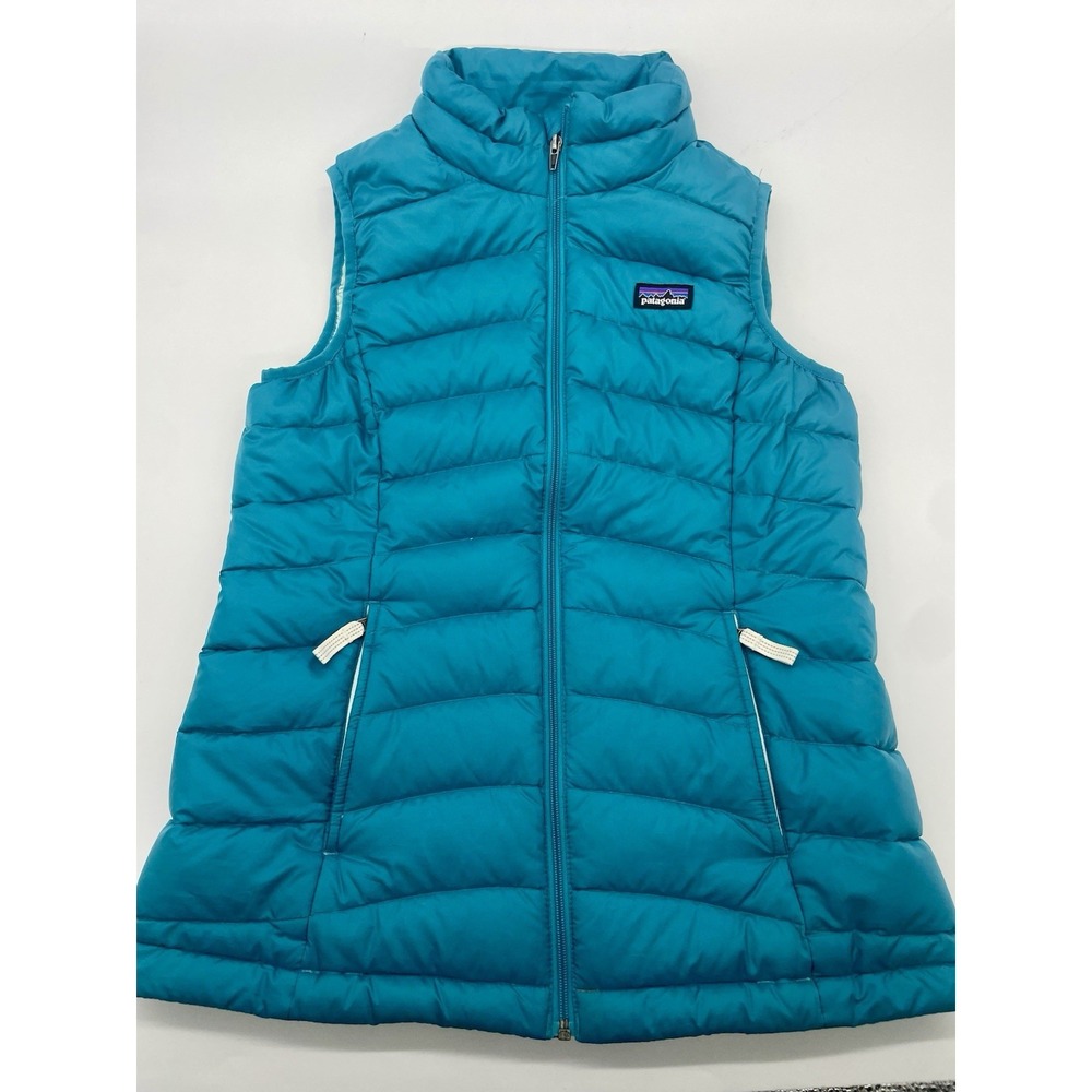 Patagonia Down Fill Blue Puffer Vest Girls L 12 Outdoor Winter School Casual